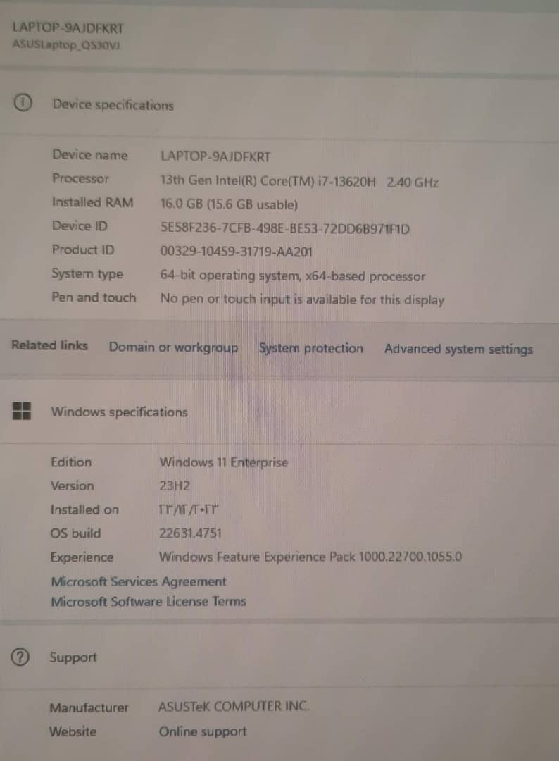 لپتاپ Q530VJ ایسیوس استوک